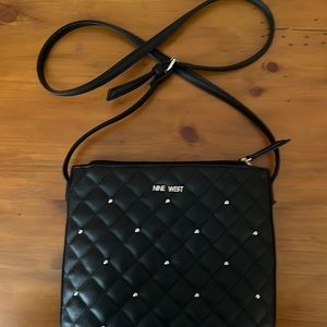 Nine West black leather patchwork bag